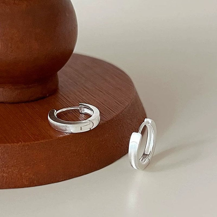 S925 Silver Textured Cat‑Eye Hoop Earrings For Women - image 3