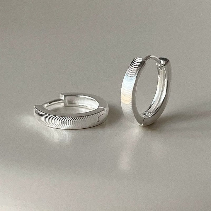 S925 Silver Textured Cat‑Eye Hoop Earrings For Women - image 1