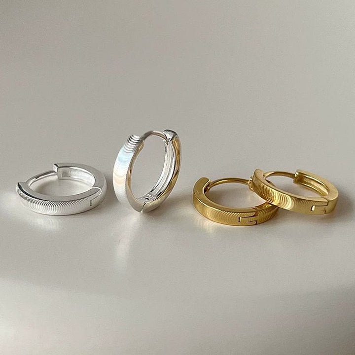 S925 Silver Textured Cat‑Eye Hoop Earrings For Women - image 6