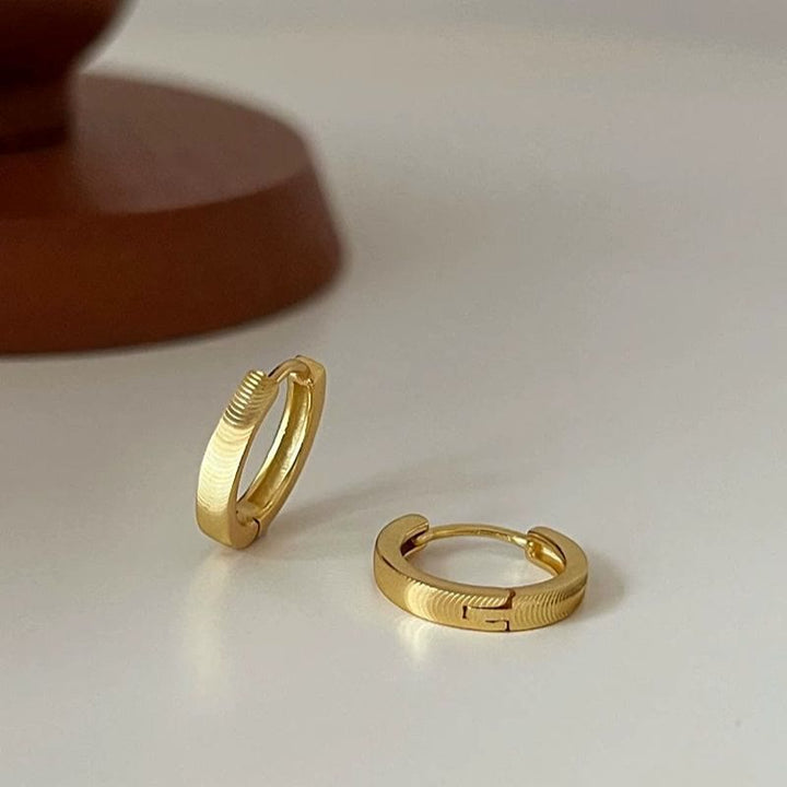 S925 Silver Textured Cat‑Eye Hoop Earrings For Women - image 5