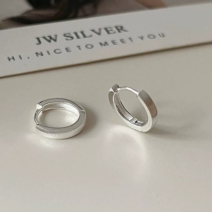S925 Silver Textured Cat‑Eye Hoop Earrings For Women - image 2