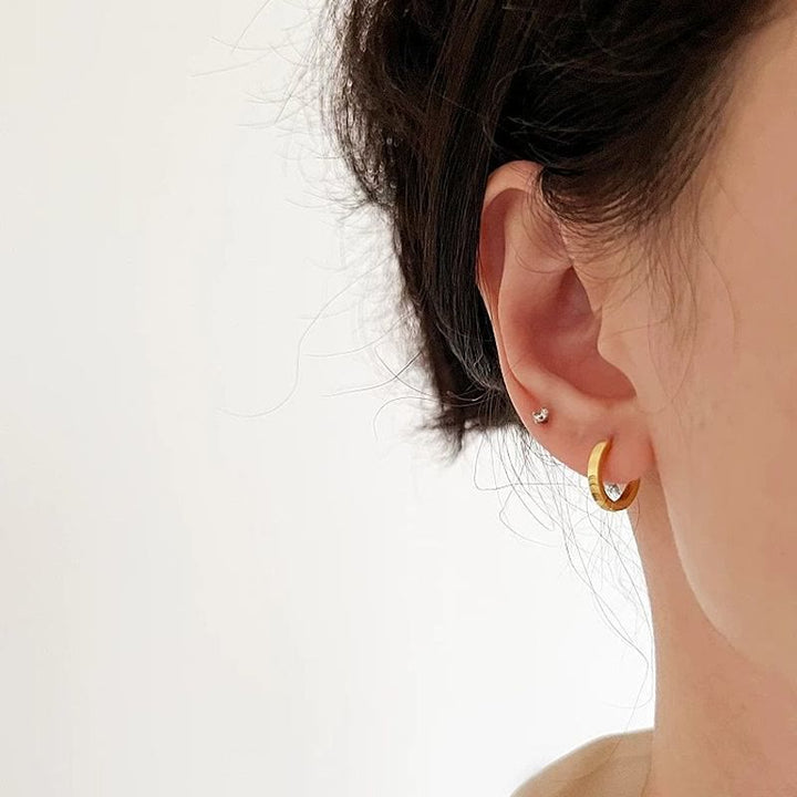 S925 Silver Textured Cat‑Eye Hoop Earrings For Women - image 13