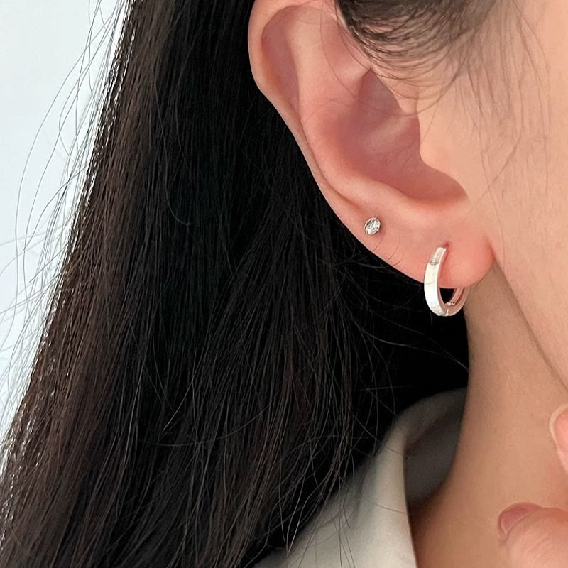 S925 Silver Textured Cat‑Eye Hoop Earrings For Women - image 10