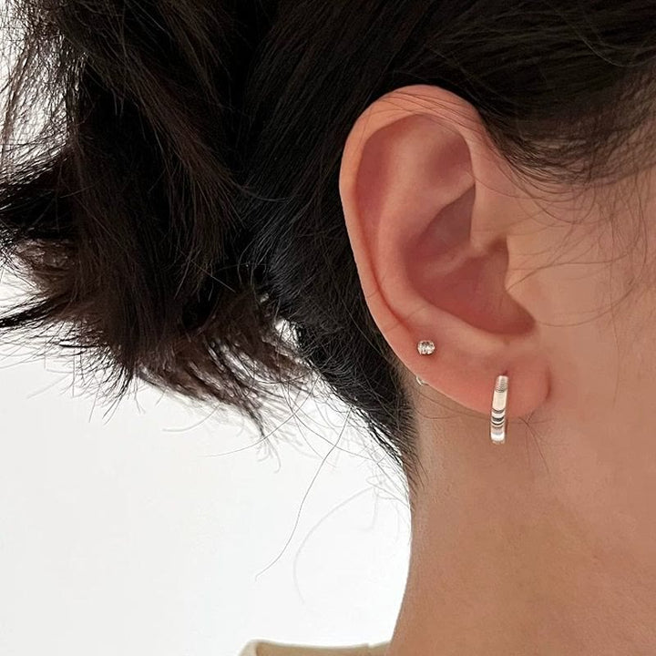 S925 Silver Textured Cat‑Eye Hoop Earrings For Women - image 11