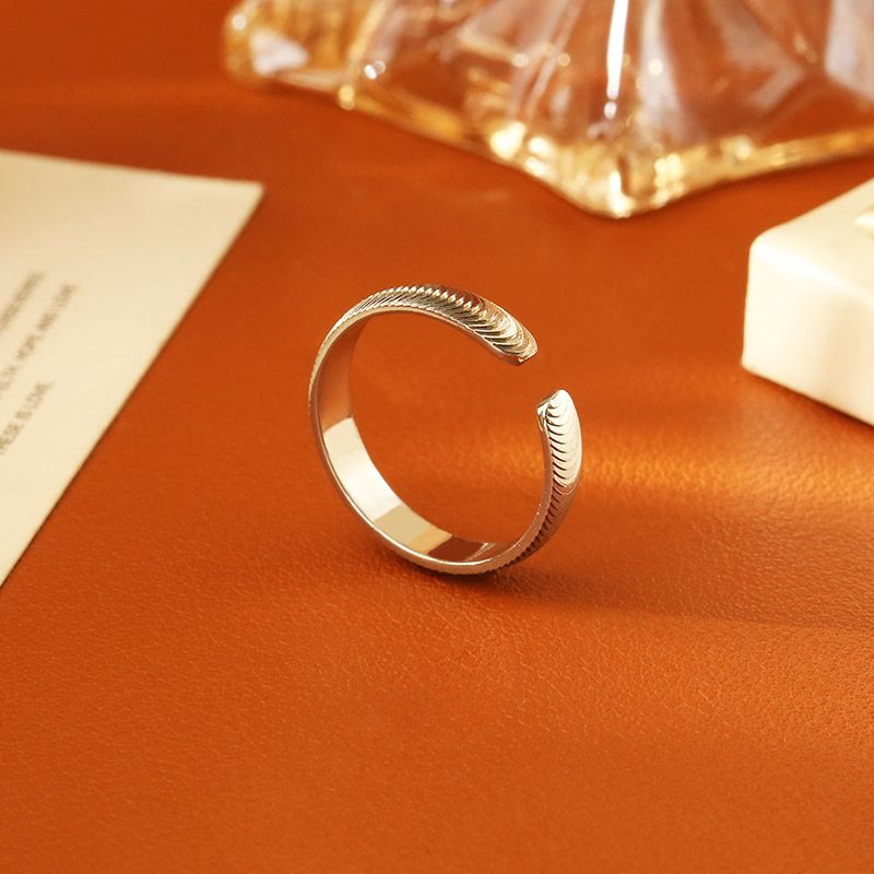 Vintage Dragon‑Scale Textured Adjustable Open‑Cuff Ring Unisex - image 1
