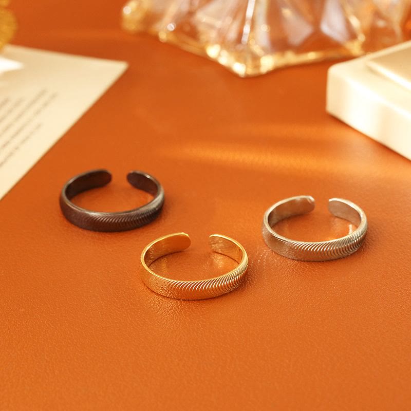 Vintage Dragon‑Scale Textured Adjustable Open‑Cuff Ring Unisex - image 3