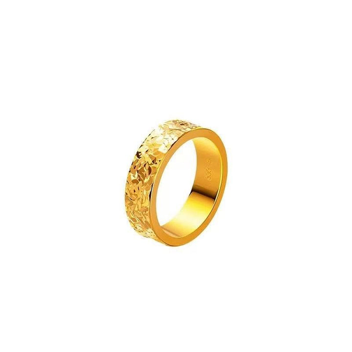 Crushed Ice Textured Titanium Steel Ring Gold Band Ring For Women - image 7