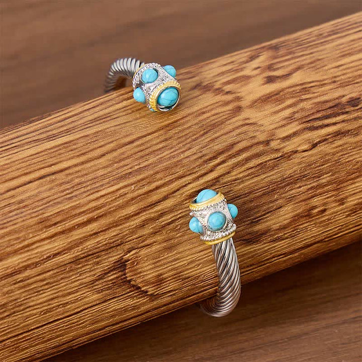 Eternal Turquoise Cable Twisted Open Cuff Bracelet - image 2