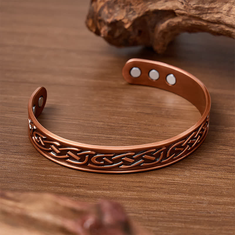 Rose Flower Copper Magnetic Open Cuff Bracelet - image 2