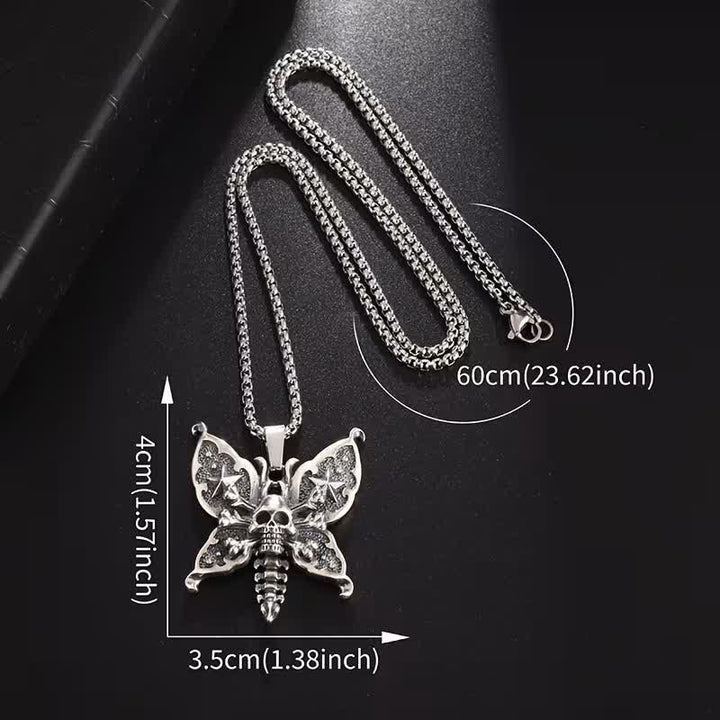 Nocturne Skull Butterfly Gothic Moth With Star Wings Necklace - image 8