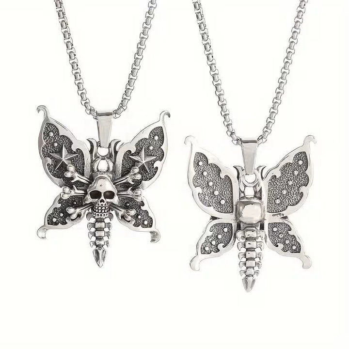 Nocturne Skull Butterfly Gothic Moth With Star Wings Necklace - image 9
