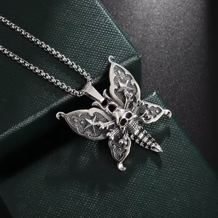 Nocturne Skull Butterfly Gothic Moth With Star Wings Necklace - image 5