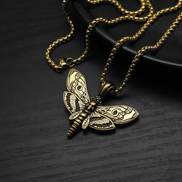 Unisex Gothic Punk The Death's Head Moth Necklace - Gold - image 5