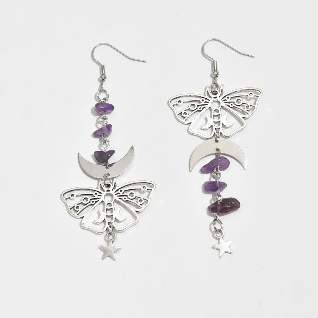 Luna Moth Celestial Moon & Star Dangle Crystal Earrings - image 2