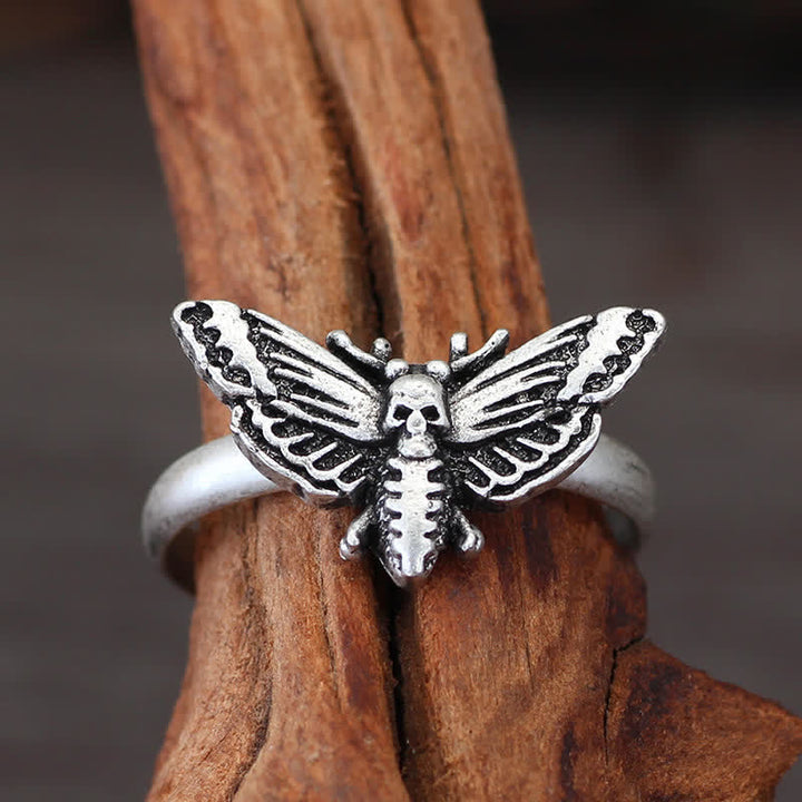 Death Skull Moth Gothic Statement Opening Ring Collection - Style #1 - image 1