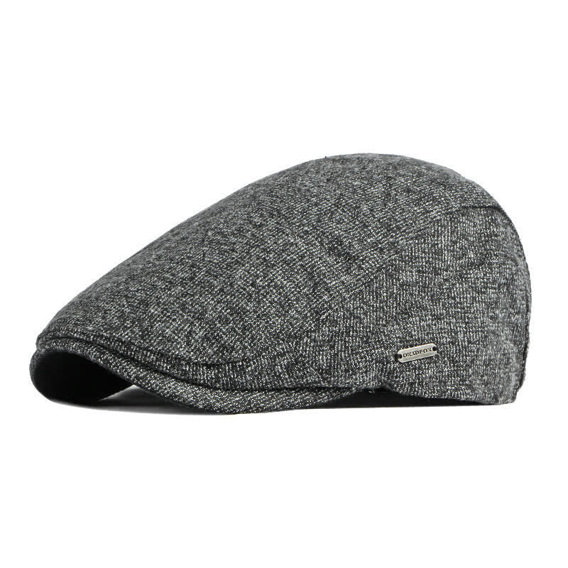 Heritage British Style Tweed Texture Flat Top Beret Hat - Dark Gray - Adjustable (21 5/8"-23 1/4") - image 2