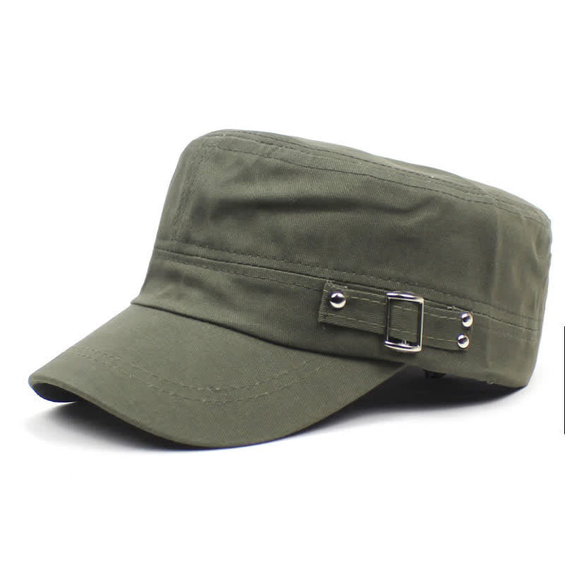 Iconic Military Cotton Cadet Cap With Side Buckle Strap - Army Green - M (22"-22 7/8") - image 0