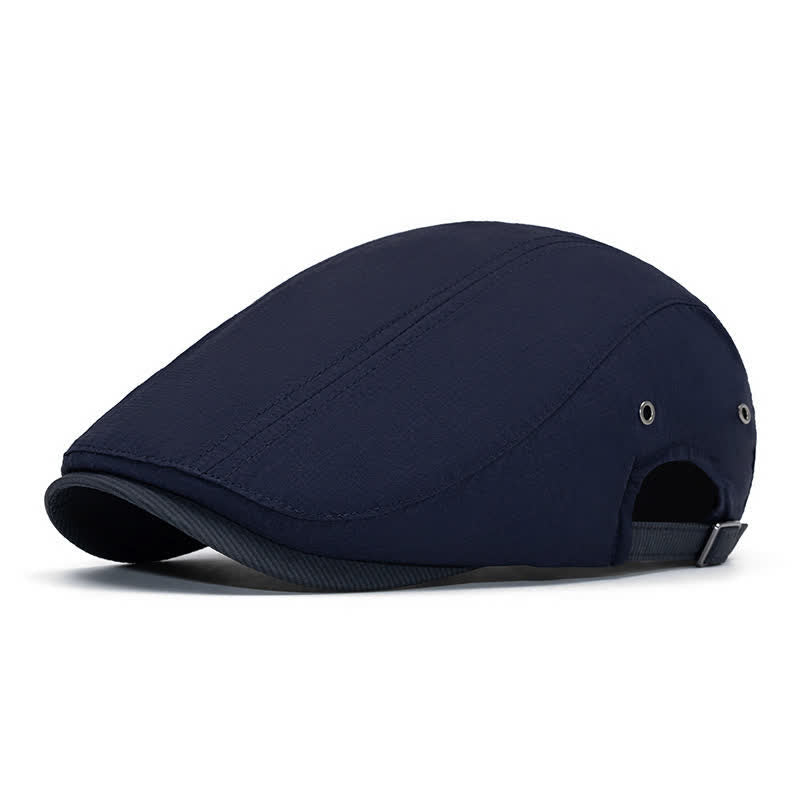 Urban Driving Cap Pinstripe Flat Beret With Adjustable Strap - Navy - Adjustable (22"-24") - image 9