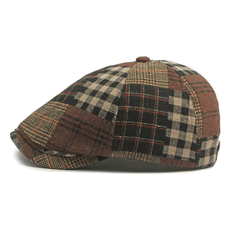 Patchwork Plaid Houndstooth Warm Newsboy Ivy Beret - image 8
