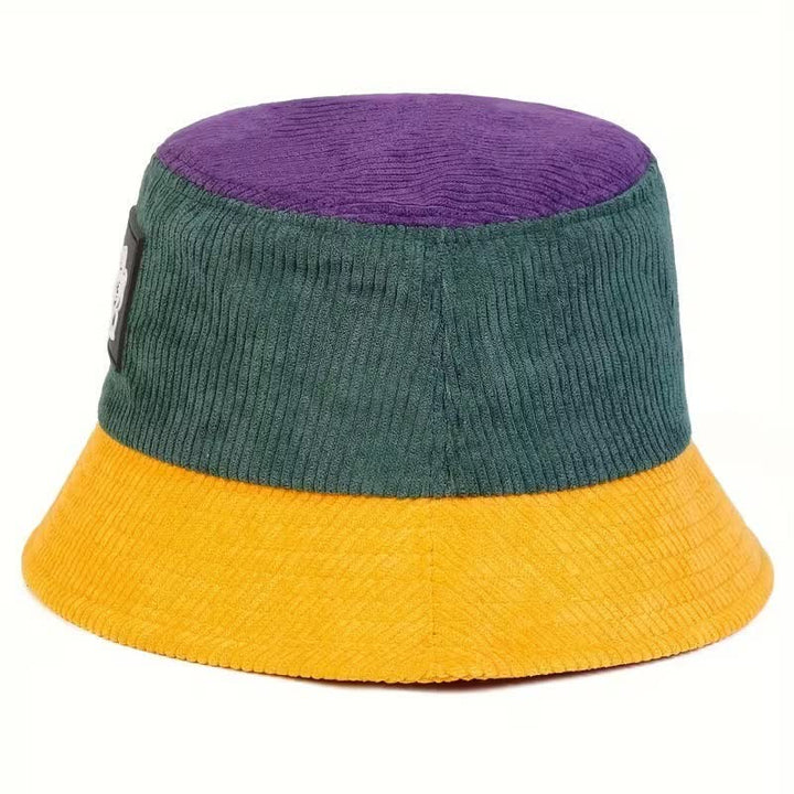Color Block Lucky Cat Corduroy Foldable Bucket Hat - image 2