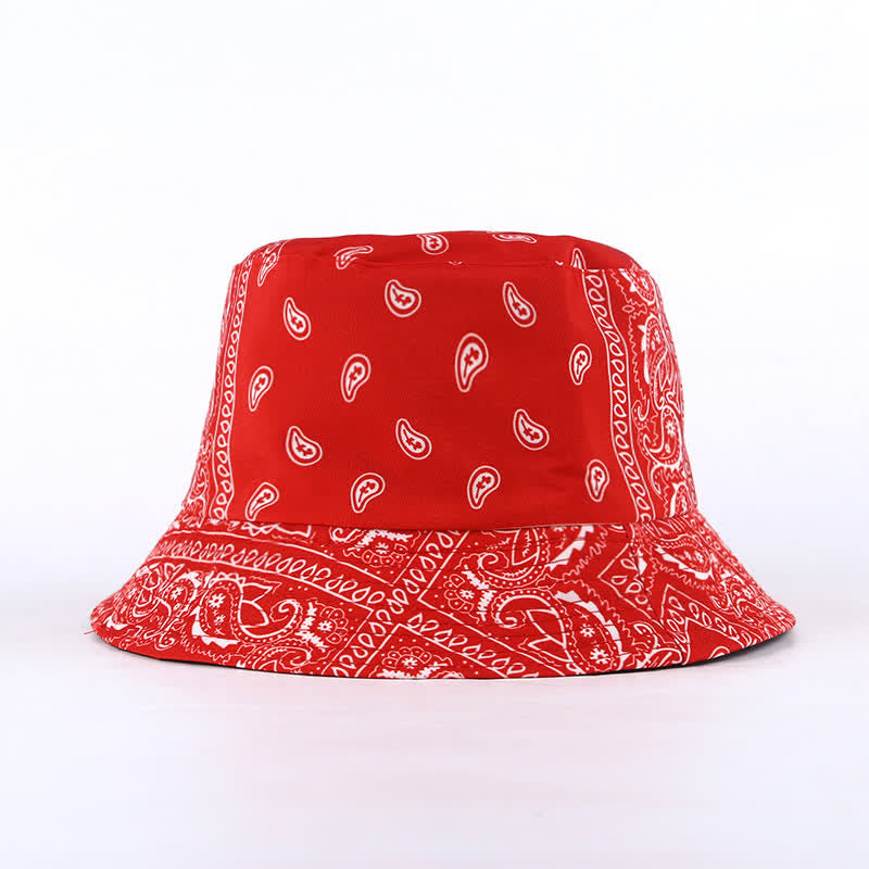 Unisex Paisley Pattern Reversible Fisherman Bucket Hat - Red - M (22"-22 7/8") - image 6