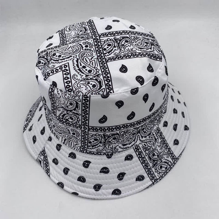 Unisex Paisley Pattern Reversible Fisherman Bucket Hat - White - M (22"-22 7/8") - image 10