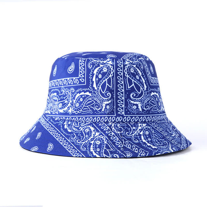 Unisex Paisley Pattern Reversible Fisherman Bucket Hat - Blue - M (22"-22 7/8") - image 0