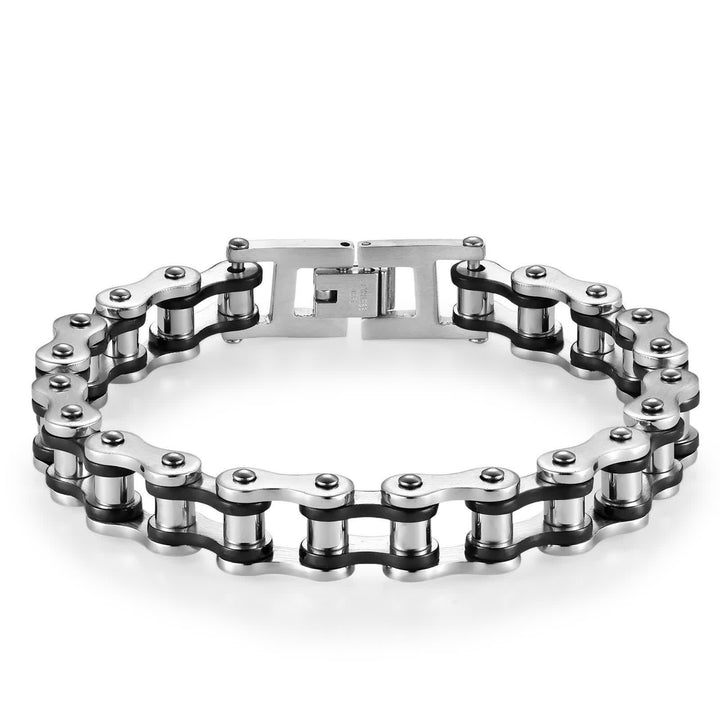 Ride In Style Fearless Motorcycle Bike Chain Bracelet - Silver & Black - image 10