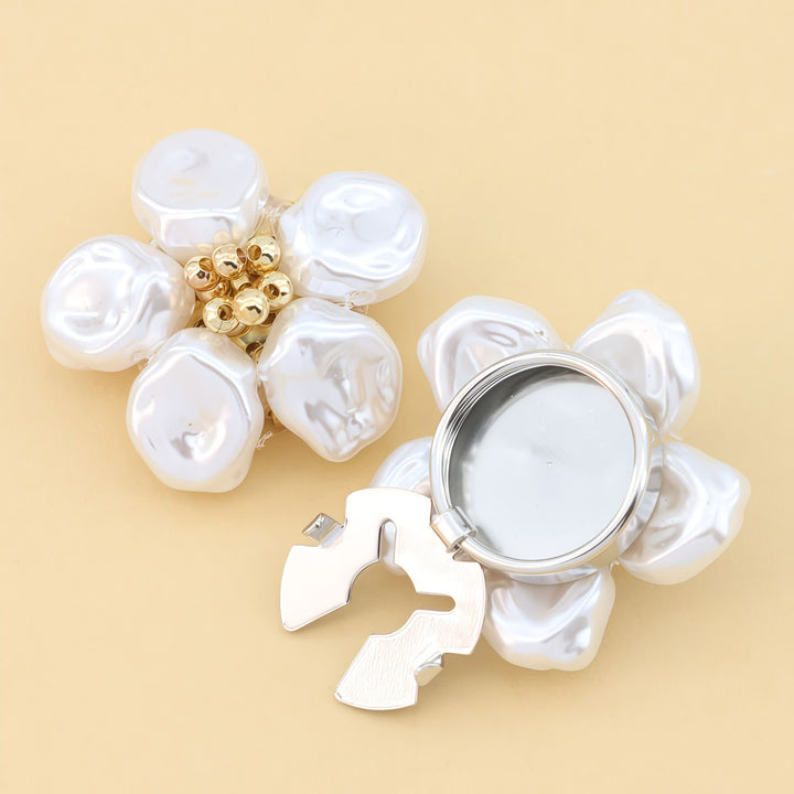 1 Pair Decorative Pearl Bloom Snap-On Shirt Button Covers - image 6