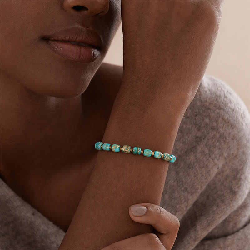 Boho Turquoise Bead Adjustable Braided Cord Bracelet - image 1