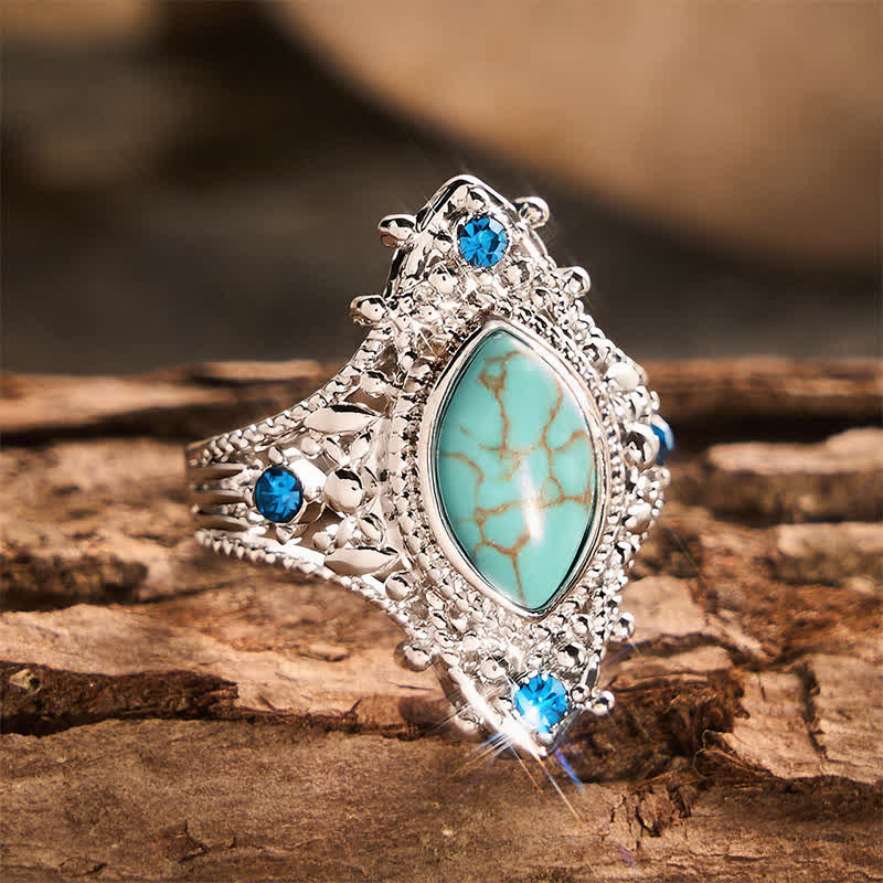 Bohemian Marquise Simulated Turquoise Women Ring for Party Gift - image 3