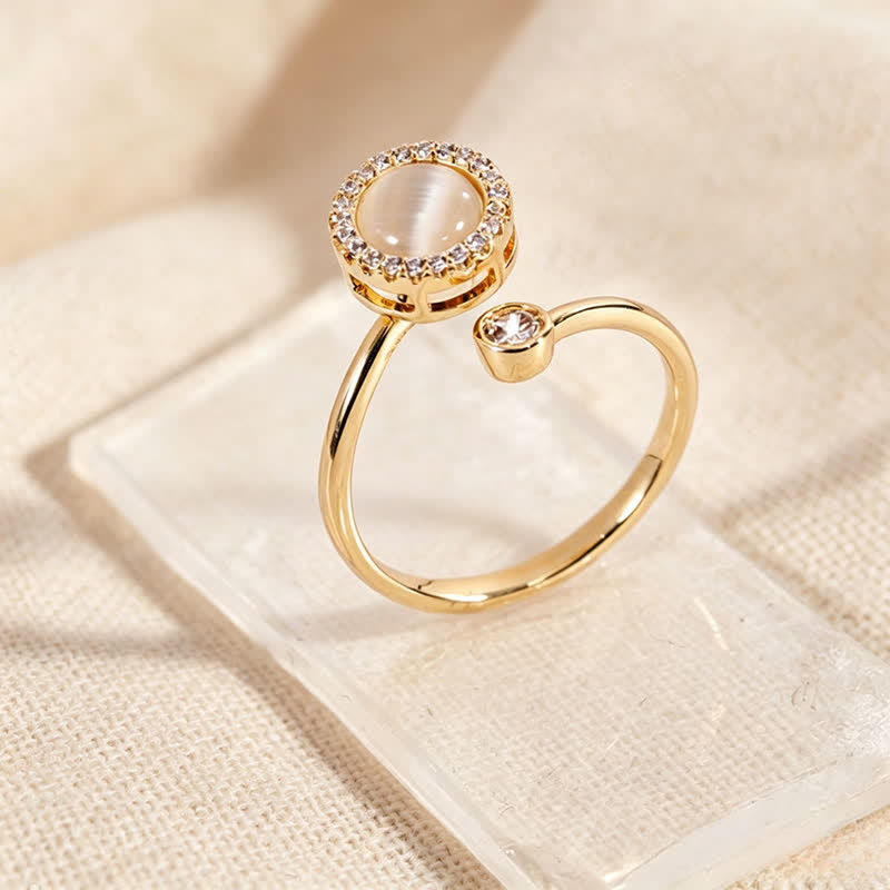 Gold Cat Eye Spinner Adjustable Anti Anxiety Ring - image 1