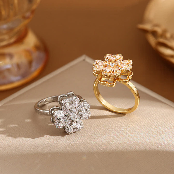 Rotating Four-Leaf Clover Adjustable Anti Anxiety Ring - image 1