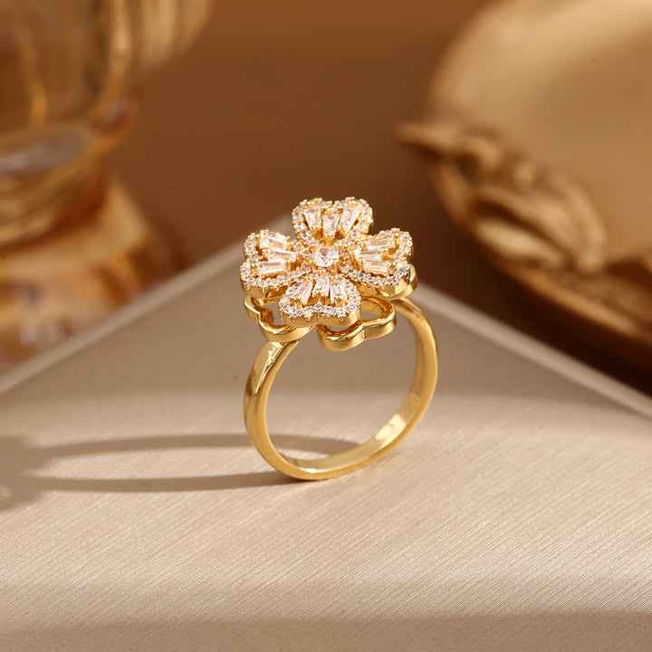 Rotating Four-Leaf Clover Adjustable Anti Anxiety Ring - image 4
