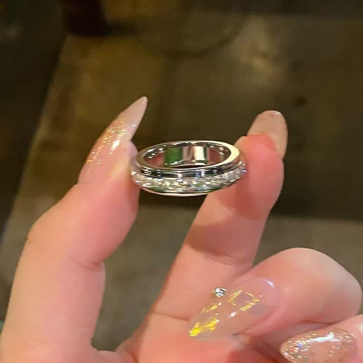 Sparkling Crystal Spinner Anti Anxiety Fidget Ring For Stress Relief - Gold - US 11 - image 2
