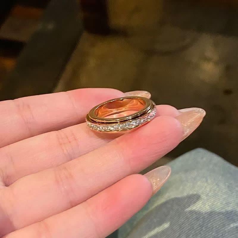 Sparkling Crystal Spinner Anti Anxiety Fidget Ring For Stress Relief - Rose Gold - US 11 - image 7