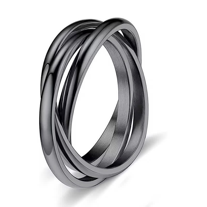  3-In-1 Interlocked Anti Anxiety Rolling Fidget Ring - Black - US 13 - image 8