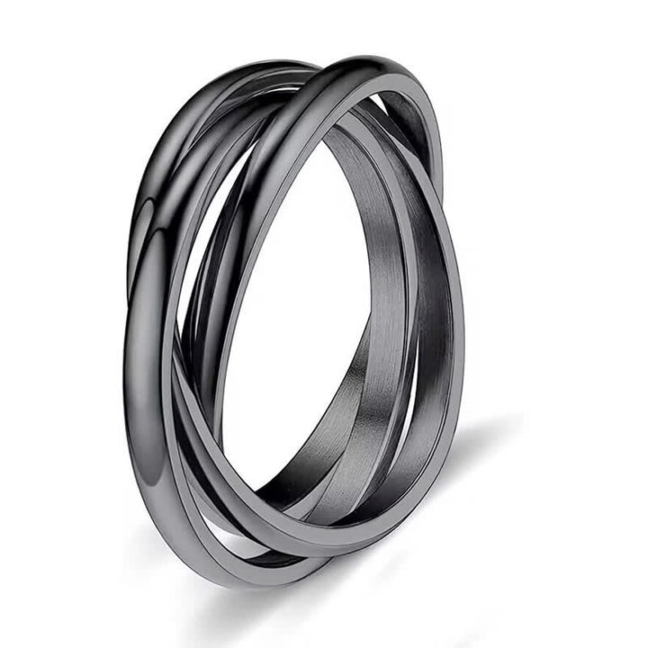  3-In-1 Interlocked Anti Anxiety Rolling Fidget Ring - Black - US 13 - image 8