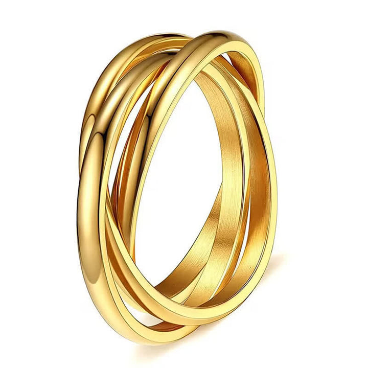 3-In-1 Interlocked Anti Anxiety Rolling Fidget Ring - Gold - US 13 - image 9