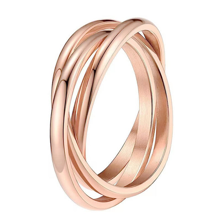 3-In-1 Interlocked Anti Anxiety Rolling Fidget Ring - Rose Gold - US 13 - image 10
