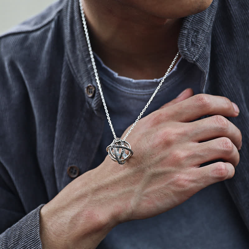 Astronomical Sphere Anxiety Ring That Unfolds Into A Necklace - Silver - US 11 - image 1