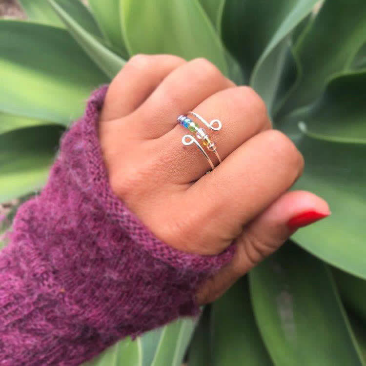 Aesthetic Decompression Rainbow Beads Colorful Anxiety Ring - image 3