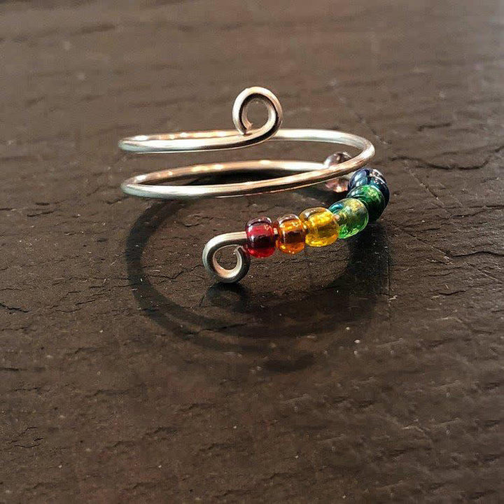 Aesthetic Decompression Rainbow Beads Colorful Anxiety Ring - image 4