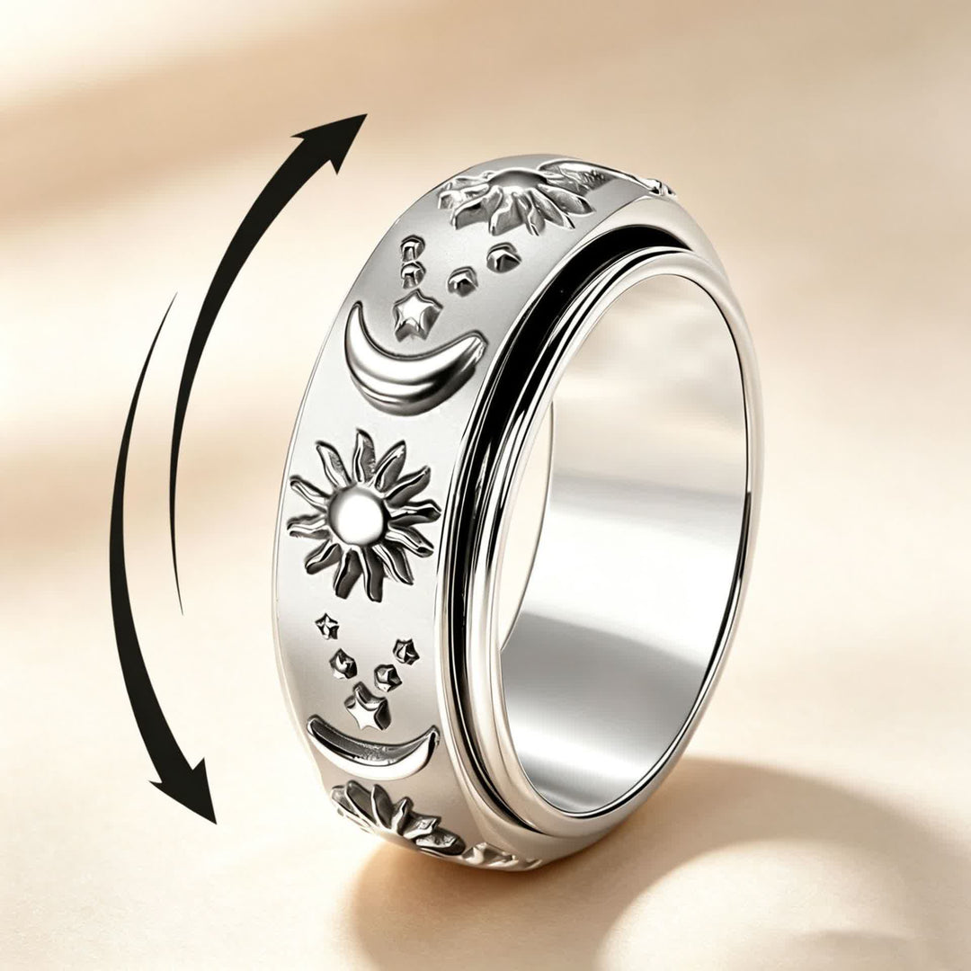 Celestial Meditation Sun Moon Star Rotating Anxiety Ring - image 5