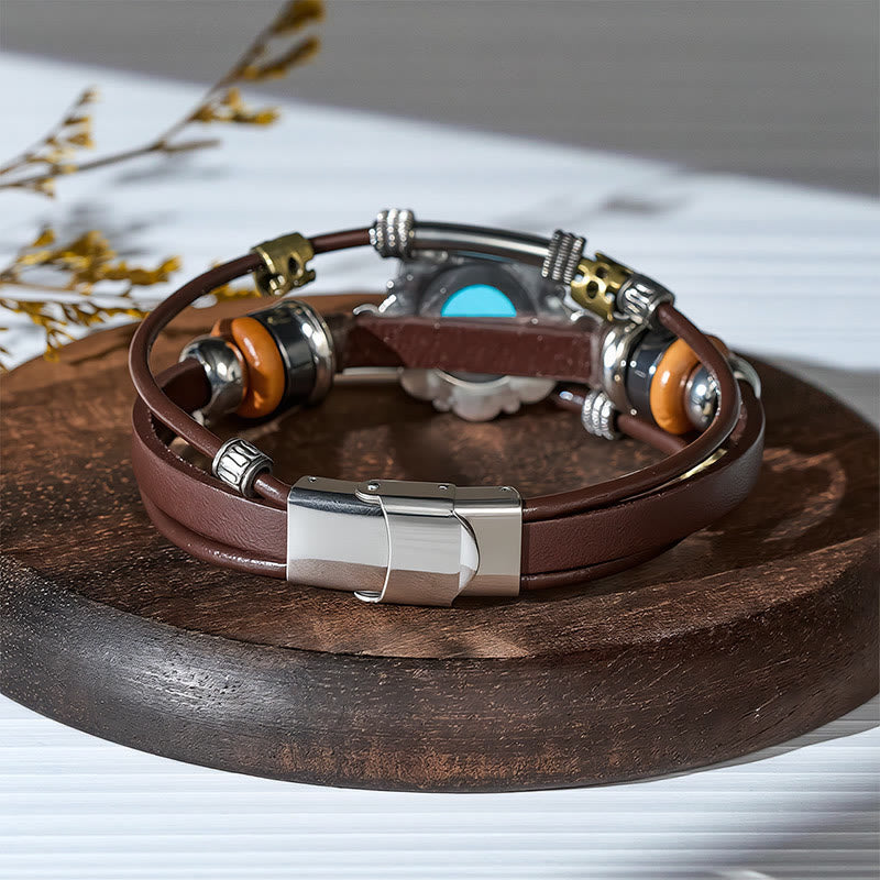 Handmade Braided Boho Turquoise Charm Leather Bracelet - image 19
