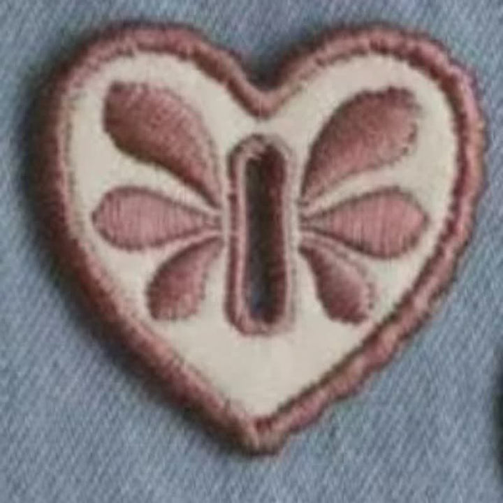 Decorative Heart-Shaped Embroidered Removable Accessory Button Hook - Light Red - image 4