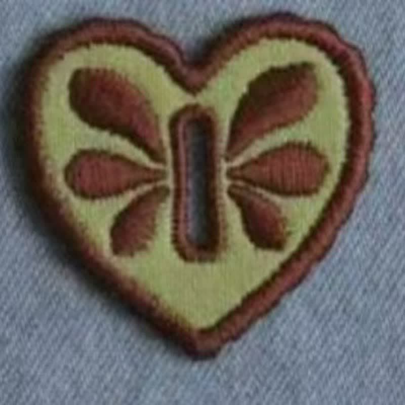 Decorative Heart-Shaped Embroidered Removable Accessory Button Hook - Brown & Green - image 8