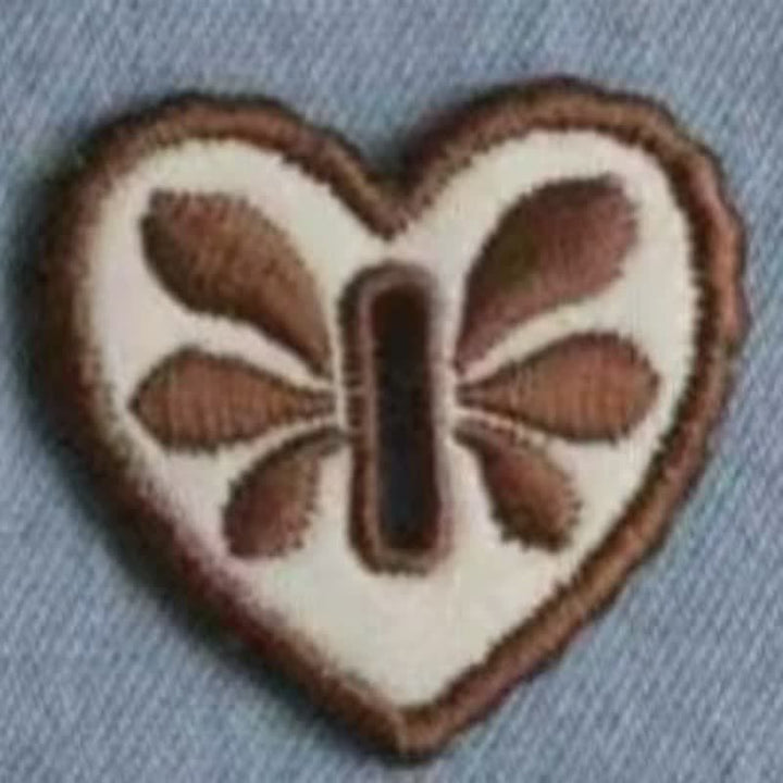 Decorative Heart-Shaped Embroidered Removable Accessory Button Hook - Brown - image 7