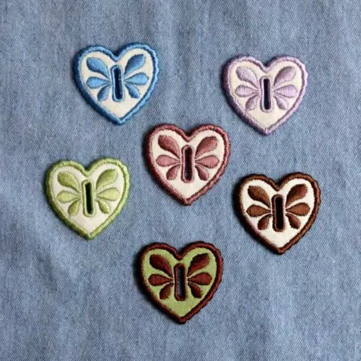 Decorative Heart-Shaped Embroidered Removable Accessory Button Hook - image 0