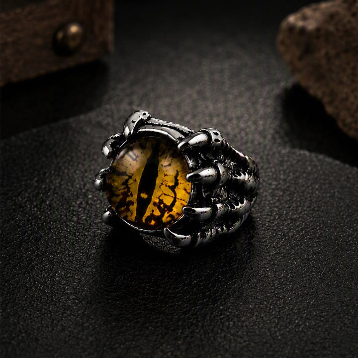 Gothic Demon Eagle Claw Aesthetic Evil Eye Ring - Gold - Opening - image 7